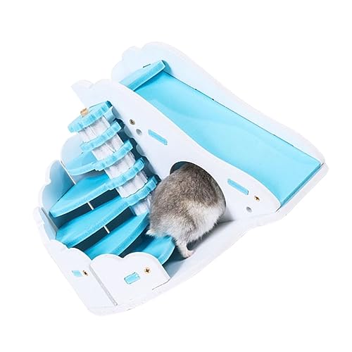 BELLIFFY Für Kleine Haustiere Hamsterhaus Für Kleine Haustiere Hamsterrutsche Hamsterspielzeug Nest Für Kleine Haustiere Blue Hölzern von BELLIFFY