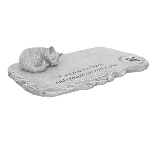 BELLIFFY Grabstein zum Gedenken an Katzen Katze Hund Grabstein Kätzchen Design Gedenkstein grabstein für Katzen Katzengrabstein Dekoration Grabstein für Haustiere im Garten Harz Light Grey von BELLIFFY