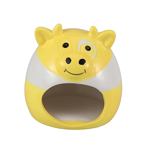 BELLIFFY Hamster Keramiknestkühlung Hängematte Hamster Cooles Nest Chinchilla-Sand Hamsterversteck Bett Für Kleintiere Chinchillas Spielen Käfig Hamsterkäfige u Haustiernest Yellow von BELLIFFY