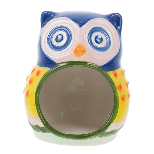 BELLIFFY Hamster Nest aus Keramik Pet Hideout Hut Adorable owl Hamster House Hamster Hideaway schöne Eulenverzierung meerschweinchen Bett Haustier Ornament Igelnest Eulenschmuck aus Keramik von BELLIFFY