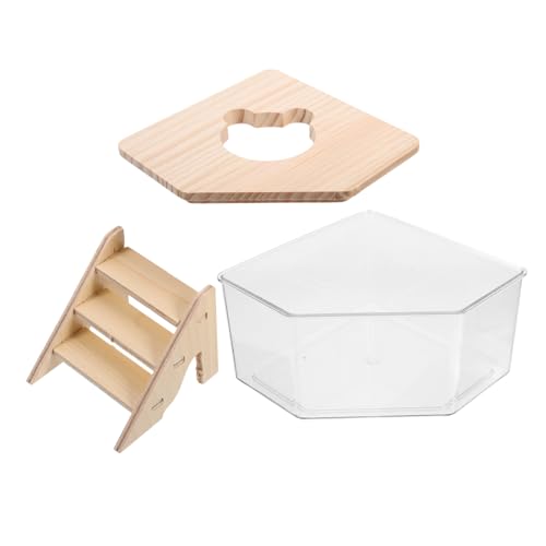 BELLIFFY Hamster Toilette Hamster Streu Hamster Sandbad Set 2 Teiliges Transparentes Badezimmer Mit Rampe Für Kleintiere Hamstertoilette Und Sanddusche Für Goldhamster Und Zwerghamster von BELLIFFY