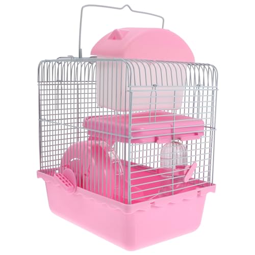 BELLIFFY Hamsterkäfig Kleintierversteck Chinchillakäfig Igelhütte Hamster Kleine Hütte Hamsterträger Meerschweinchenkäfig Hamstervilla Hamster-Villa-käfig Igelhaus Nest Käfige Rosa Plastik von BELLIFFY