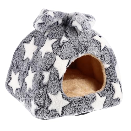 BELLIFFY Hamsternest Schlafbett Für Hamster Hamster-plüsch-Tunnel Hamsterversteck Hütte Meerschweinchenhütten Igel Kleines Hamsterhaus Futterautomat Für Aquarien Plüschhase Grey 绒布，海绵 von BELLIFFY