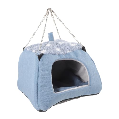 BELLIFFY Hamsternest kleintierhaus Schlafhaus für Hamster Hamster-Hängematten-Spielzeug Hängematte Guinea-Bett verschleißfestes Chinchillahaus kleine Hamsterhütte Schwamm Sky-Blue von BELLIFFY