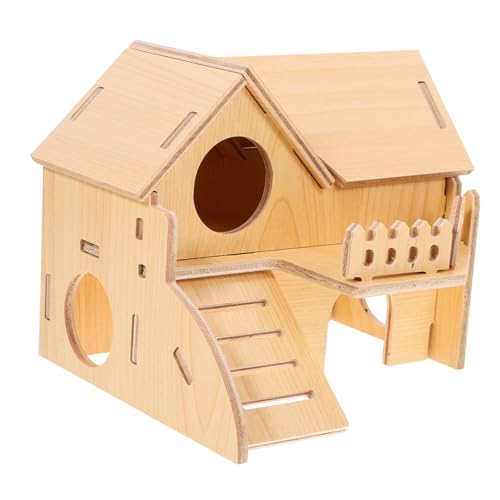 BELLIFFY Hamsternesthaus Chipmunk-kletterspielzeug Rattenhaus Igellabyrinthhütte Käfig Hamsterhaus Hamsterversteck Meerschweinchenhaus Zwerghamsterspielzeug Mäuse Hamsterkäfig Hölzern von BELLIFFY