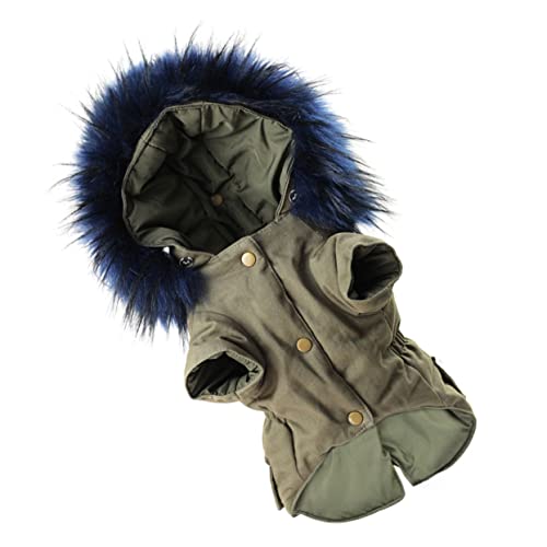 BELLIFFY Haustier-Baumwollkleidung Haustierkleidung zum Warmhalten Baumwollkleidung für Hunde hundewintermantel Hunde Winterjacke Hunde-Hoodie-Kleidung Winterkostüm für Haustiere Army Green von BELLIFFY