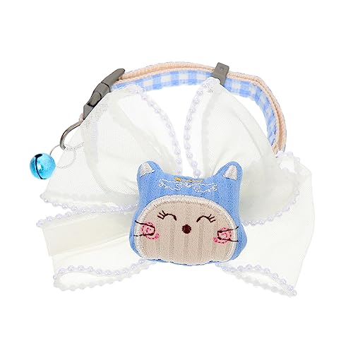 BELLIFFY Haustier Halskette Katzenhalsband Abbrechen Dekoratives Katzenhalsband Reflektierendes Katzenhalsband Kätzchen-Kragen Halsband Mit Schleife Für Haustiere Blue Polyester von BELLIFFY