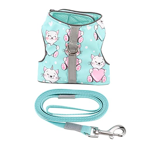 BELLIFFY Haustier Katzengeschirr Hundegeschirr Katzengeschirr klein reflektierende Jacke Warnweste cat Leash cat Harnesses Leine Fluchtsicheres Katzengeschirr Katzenweste Polyester Green von BELLIFFY