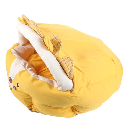 BELLIFFY Haustierbett pet Bed Dog beds katzenbett catsbests cat Bed gemütliche Katzenhütte Schlafzubehör für Haustiere Welpenbett Kleiner Hundezwinger warmes Katzennest kurzer Plüsch Orange von BELLIFFY