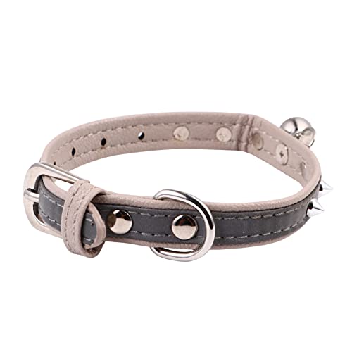 BELLIFFY Haustierhalsband Glockenhalsband Für Haustier Niethalsband Für Haustier Katzenhalsband Nietkragen Für Kragenkegel Fliegehalsband Für Haustiere Kettenkragen Binden Khaki Pu-Leder von BELLIFFY