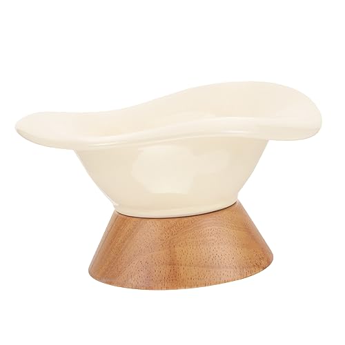 BELLIFFY Haustiernapf pet Feeder pet Water Bowl tiernahrung näpfe Katzen süße Schüsseln Tierfutterbehälter süße Katzennäpfe Schüssel für Haustiere Kleiner Hundenapf hölzern Beige von BELLIFFY