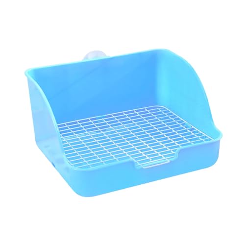 BELLIFFY Kasten Kaninchen-trainingstöpfchen Stall Bad Kleine Haustierkäfigversorgung -herbsthasen-töpfchen Kaninchen-töpfchentrainer Heu Hund Automatisch Sitz Plastik Blue von BELLIFFY