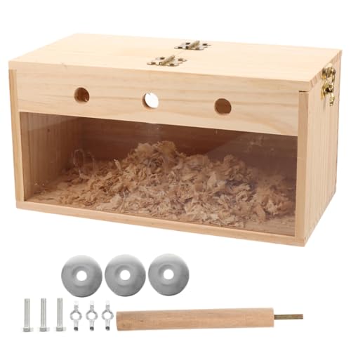 BELLIFFY Kasten Papageien Zuchtbox Vogelspielplatz Vogelhaus Vogelhütte Sittich Nest Zubehör Für Sittichkäfige Garten Nisthaus Leckereien Für Sittiche Sittich Zubehör Vogelhäuschen Hölzern von BELLIFFY