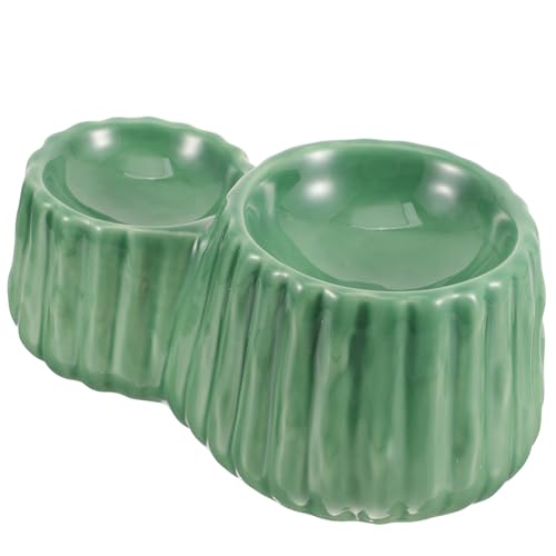 BELLIFFY Katzenschüssel aus Keramik Hund wassernapf Futternapf für Hunde Erhöhter Katzennapf pet Water Bowl katzenfutter schüssel Katze Hund futternapf Katzennapf aus Keramik Light Green von BELLIFFY