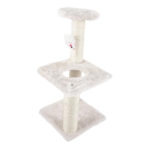 BELLIFFY Klettergerüst Für Katzen Entzückender Katzenkratzbaum Kratzbaum Für Katzen Verschleißfester Kätzchenkratzer Vertikaler Kratzbaum Bequemer Kätzchenkratzer Beige Papierrohr von BELLIFFY