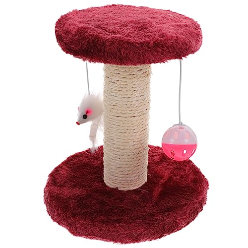 BELLIFFY Bequemer Katzenkratzbaum empfindlicher Herstellungsprozess Katzenbaum für Kätzchen Sisal doppellagiger Katzenkrallen-Kratzbaum Farbe Rotwein von BELLIFFY