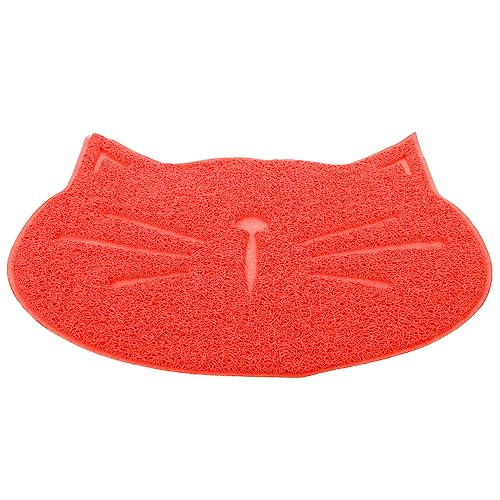 BELLIFFY Matte in Katzenform Hunde Matte hundepolster rutschfeste Tierfuttermatten Katze Geschirr Matte katzenfutter Hundenäpfe Hundefuttermatte Hundematte für Futter und Wasser PVC rot von BELLIFFY