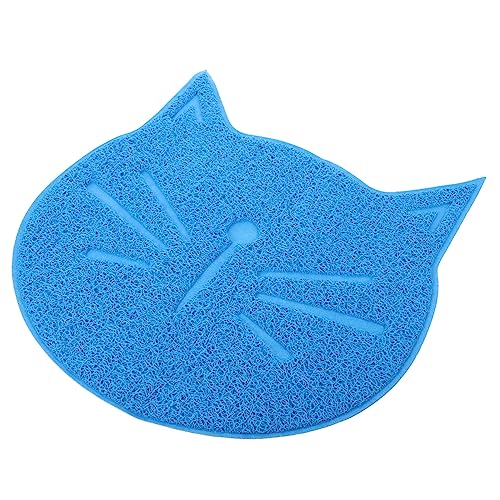 BELLIFFY Matte in Katzenform Katzenstreumatte Hundenapfmatte Katzenfuttermatte Katzenfutter Kätzchen rutschfeste Tierfuttermatten Kätzchen Untersetzer Futternapfmatte Katzenwasser PVC Blue von BELLIFFY