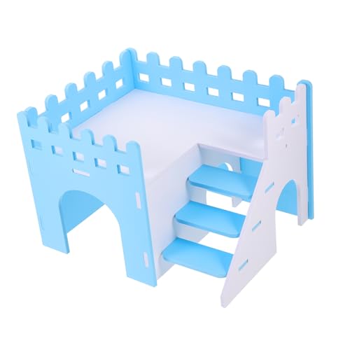 BELLIFFY Tierhaus Doppelstöckige Hamstervilla Versteck und Rampe PVC-Material Blau von BELLIFFY