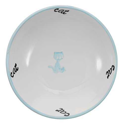 BELLIFFY Neigbarer Katzennapf aus Keramik Katzennäpfe Boden hundenapf Kleiner hundewassernapf pet Bowl katzenteller cat Bowl Hundenäpfe Futternapf geneigte Futternäpfe für Katzen Sky-Blue von BELLIFFY