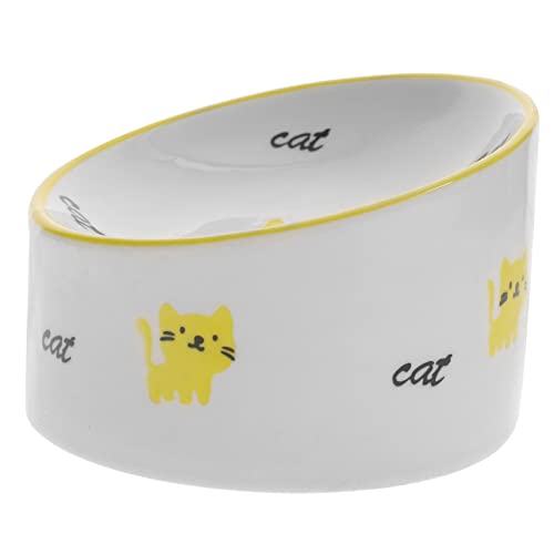 BELLIFFY Neigbarer Katzennapf aus Keramik Katzennäpfe Erhöhter Katzenfutterautomat Futternapf Boden katzennapf Haustiernapf pet Water Bowl pet Bowl cat Bowls Hundenapf Hundebedarf Yellow von BELLIFFY