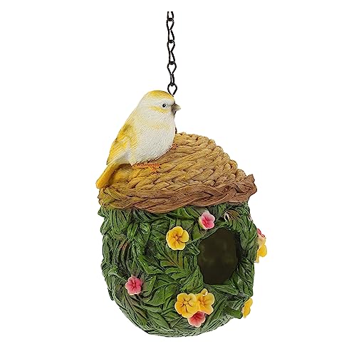 BELLIFFY Outdoor-Vogelhaus-Ornament Vogelbett Papageienversteckhütte dekoratives Nest tierheim vogelhäuser für draußen Praktisches Haustier-Vogel-Schlafnest Garten hängendes Vogelhaus Harz von BELLIFFY