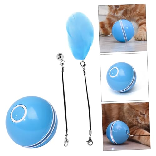 BELLIFFY Pet-Teaser-Ball Katzenstockspielzeug Automatisches Katzenspielzeug USB-katzenballspielzeug Hundekauspielzeug Für Welpen Plüsch-kauspielzeug Für Haustiere Katze Rollt Abs Blue von BELLIFFY