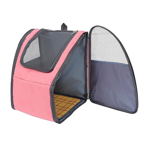 BELLIFFY Rucksack für Haustiere belüfteter Rucksack Reisetasche für Katzen Faltbare Reisetasche pet Backpack Rucksack für Katzen Faltbarer Haustierrucksack Katzen Rucksack Segeltuch Rosa von BELLIFFY