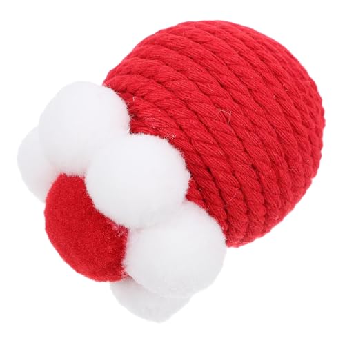 BELLIFFY Sisal Ball Katzen Spielzeug Kätzchen Beißspielzeug Kratzbaum für Katzenkugeln Selbstunterhaltende Spielzeugkugel für Katzen Spielzeugset für Katzen hängendes Kugelspielzeug rot von BELLIFFY