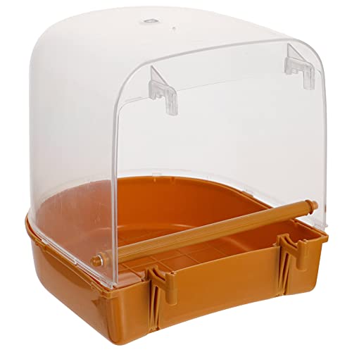 BELLIFFY papagei badewanne wellensittich badewanne Vogelbadkäfig Haustier vogeltränke vogelbad für balkongeländer Spielzeug Sittich Duschwanne Nymphensittich-Badebecken PVC-Material Orange von BELLIFFY