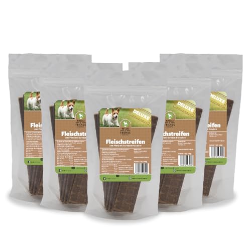 Bello & Friends Fleischstreifen vom Pferd, 5er Pack, 5 x 150g, Pferde-Dörrfleisch, hypoallergener Kausnack für Hunde, Hundesnack Pferd von BELLO & FRIENDS AUTHENTIC PET FOOD