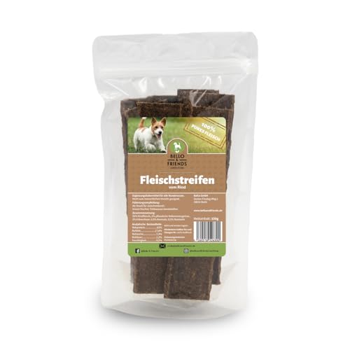 Bello & Friends Fleischstreifen vom Rind, 150g, Rinder-Dörrfleisch, Kausnack für Hunde… von BELLO & FRIENDS AUTHENTIC PET FOOD