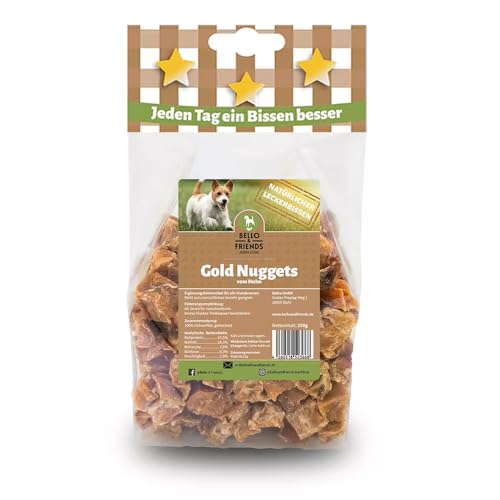 Bello & Friends Gold Nuggets, getrocknete Hühnerfiletwürfel, fettarmer natürlicher Snack für Hunde, 250 g von BELLO & FRIENDS AUTHENTIC PET FOOD