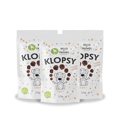 Bello & Friends Klopsy Turkey, 3er Pack, 3 x 125 g, hochwertiger Pute Hundesnack getreidefrei und proteinreich, für Training und Belohnung von BELLO & FRIENDS AUTHENTIC PET FOOD