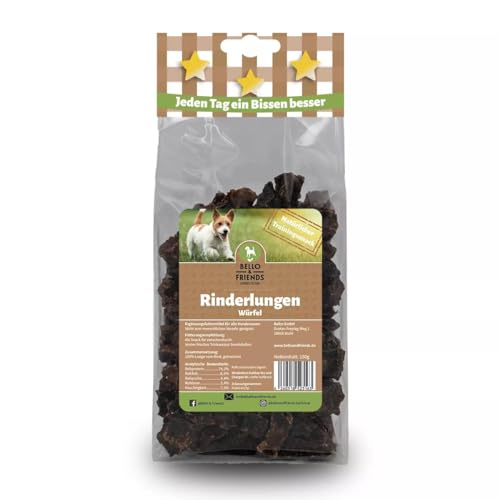 Bello & Friends Rinderlungen Würfel, 150g fettarme getrocknete Trainingshappen für Hunde, Snackwürfel von BELLO & FRIENDS AUTHENTIC PET FOOD