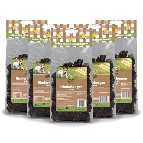 Bello & Friends Rinderlungen Würfel, 5er Pack, 5 x 150g fettarme getrocknete Trainingshappen für Hunde, Snackwürfel von BELLO & FRIENDS AUTHENTIC PET FOOD