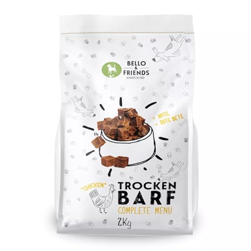 Bello & Friends Trockenbarf Complete Huhn, Hundefutter luftgetrocknet ohne Zusätze, Trockenfutter mit Obst und Gemüse, 2000 g von BELLO & FRIENDS AUTHENTIC PET FOOD