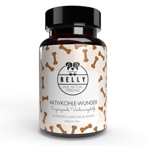 Belly Natürliche Kohletabletten Hund - 100g - Aktivkohle Tabletten, Kohletabletten gegen Durchfall Hund & zum Aufbau von Darmbakterien & Darmflora - mit Antioxidantien, Vitaminen und Mineralien, Vegan von BELLY OUR MUTUAL FRIEND