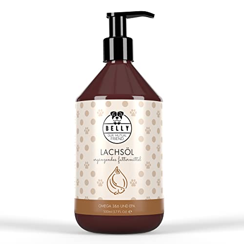 Belly Lachsöl Hunde - 500ml - Reich an Omega 3 & 6, Lachsöl Hund, Hochwertiges Fischöl für Hunde Omega 3 Öl für Hunde - Ohne Zusatzstoffe von BELLY OUR MUTUAL FRIEND