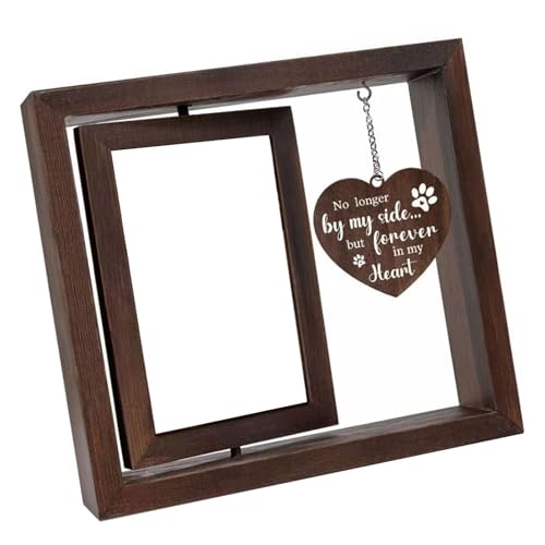 BELOWSYALER Gedenk-Bilderrahmen für Haustierverlust, mit drehbarem 10,2 x 15,2 cm Foto-Display und Herz-Ornamenten, Hund und Katzen von BELOWSYALER