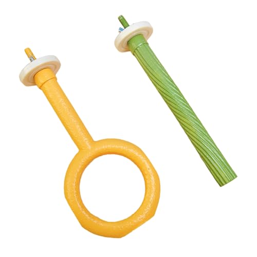 BELOWSYALER Set mit 2 Papageien Schleifkratzer Sitzstange Vogelständer Käfig Spielzeug Stick Rack Spielzeug Schleifen Sitzstange Zubehör von BELOWSYALER