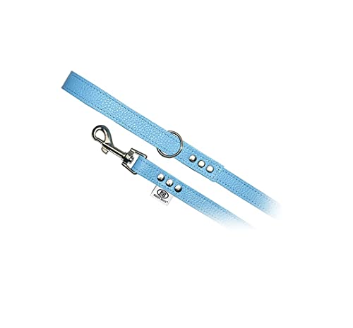 BUDDY BELT All Pebble Grain Leather Leash Blue - Premium Edition (1,27 cm x 1,27 m) von BUDDY BELT