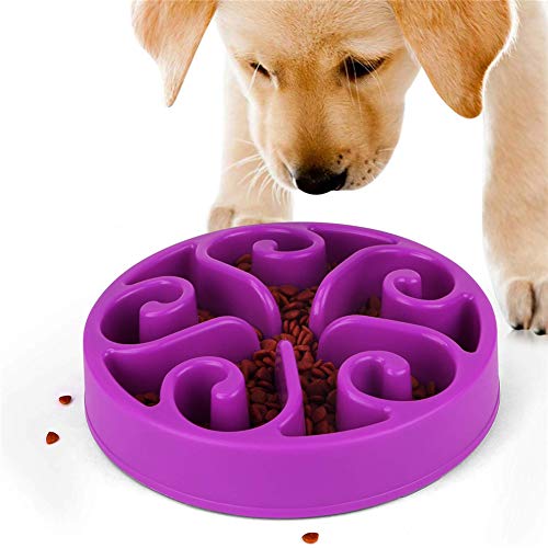 Anti Schling Napf Hunde Futternapf Hund rutschfeste Schüssel Ungiftige Puzzle Bowl Labyrinth interaktive Katze Schüssel Bloat Stop Hundenapf Purple von BENHAI