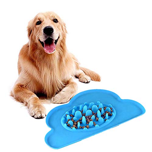 Anti Schling Napf Hunde Katzennapf rutschfest Bloat Stop Hundenapf Hundenäpfe Medium Spaß, der Hundenapf herumsucht Welpenfutter Wet Bowl Blue von BENHAI