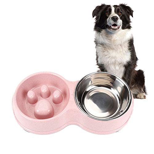 Hundenapf Edelstahl rutschfest Futternapf Hund Futternäpfe Für Hunde Katzen Puzzle Feeder Slow Feeder Welpenschale pink von BENHAI