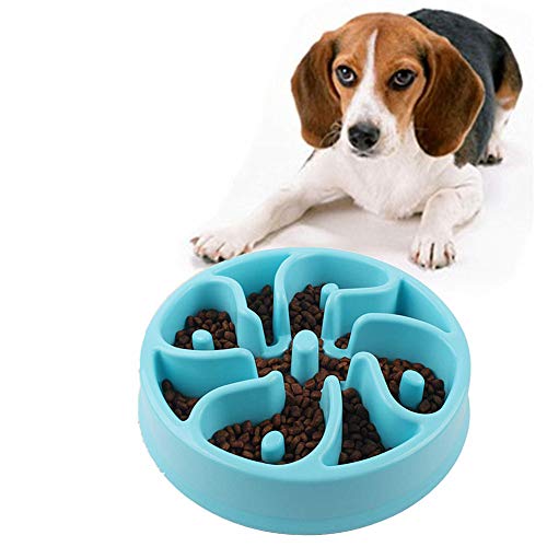 Katzennapf Antischlingnapf Hunde Bloat Stop Hundenapf Anti Gulp Hundenapf Katzen Puzzle Feeder Slow Feeder Fressnapf rutschfeste Schüssel Blue von BENHAI