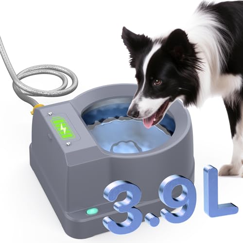 BENTOPAL Hunde Wasserbrunnen Auto Füllung Hund Wasserspender Connect Wasserversorgung Wiederaufladbare 3,9L Große Hunde Wassernapf von BENTOPAL