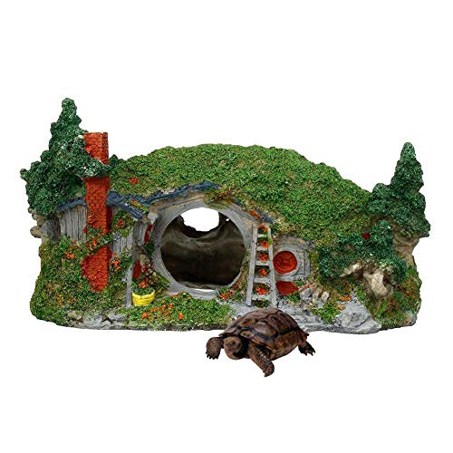 Aquarium Dekoration Aquarium Ornamente Terrarium Deko Harz Zwerg Haus Form Aquarium Fütterungsbox Fisch Schüssel Ornament Eidechse Schildkröte Versteck Box Ausweichen Haus Simulation Baumhaus Haus von BEPM