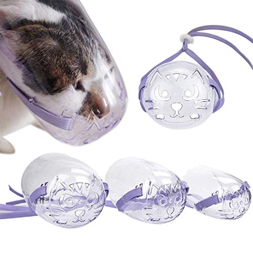 BERULL Katzen Maulkorb, Einstellbar Transparente Atmungsaktive Gesichtsmaske Anti-Biss-Haustier-Mund-Deckel-Haustier-Atmungsmaskierungsmaske Maulkorb (Size : L) von BERULL