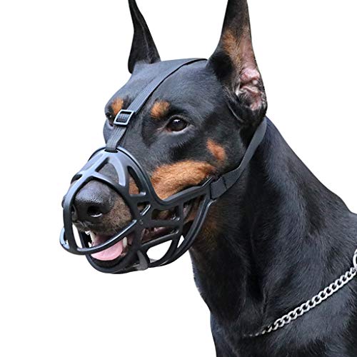 Hundemaulkorb - Schwarzer, Atmungsaktiver Korbmaulkorb for kleine, Mittelgroße Hunde Ermöglicht keuchendes Trinken, Hundemundschutz verhindert Beißen/Bellen/Kauen (Color : Black, Size : L) von BERULL